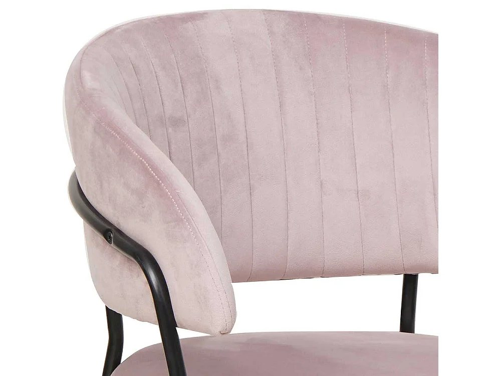 Ankleidestuhl in Rosa Samt schwarzem Metallgestell