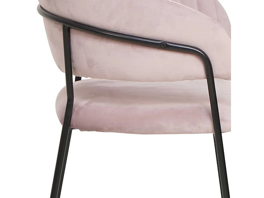 Ankleidestuhl in Rosa Samt schwarzem Metallgestell