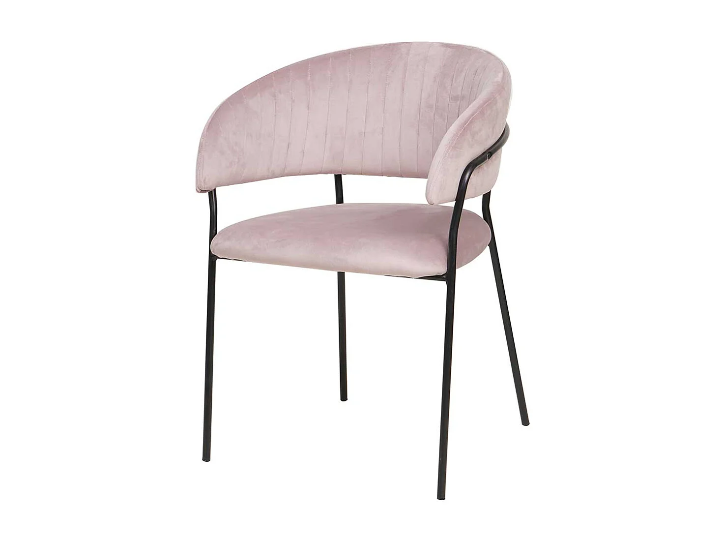 Ankleidestuhl in Rosa Samt schwarzem Metallgestell