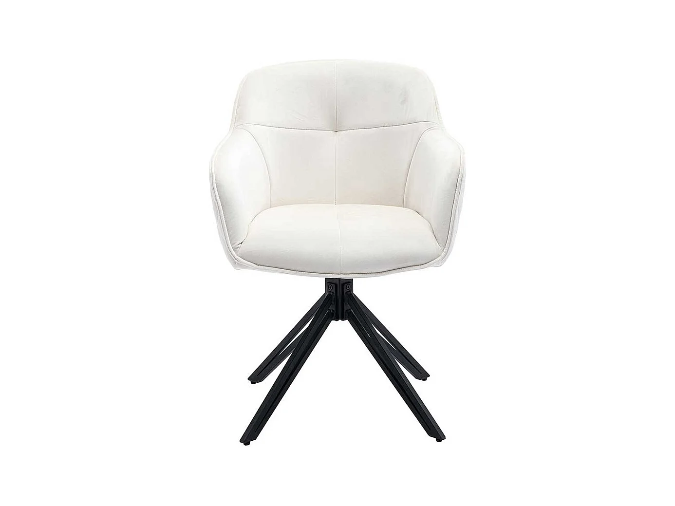 Polsterstuhl Esszimmer Samt in Beige und Schwarz drehbar