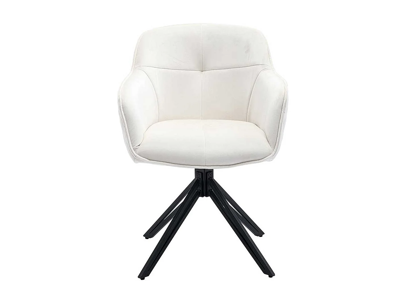 Polsterstuhl Esszimmer Samt in Beige und Schwarz drehbar