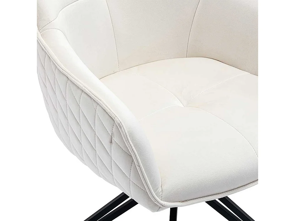 Polsterstuhl Esszimmer Samt in Beige und Schwarz drehbar