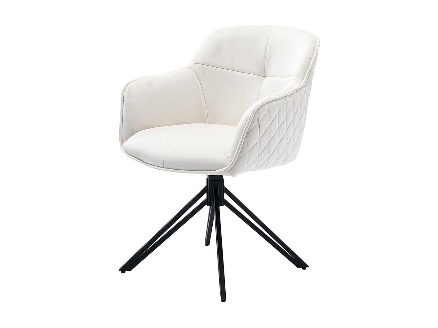 Polsterstuhl Esszimmer Samt in Beige und Schwarz drehbar