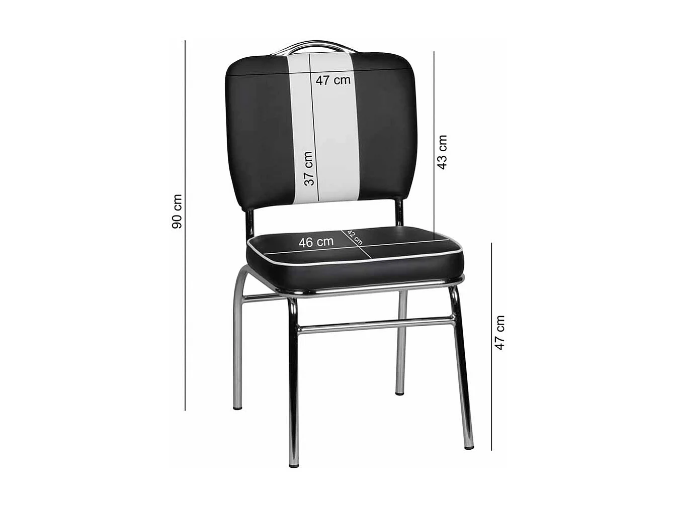 Retro Esszimmerstuhl in Schwarz Weiß Kunstleder