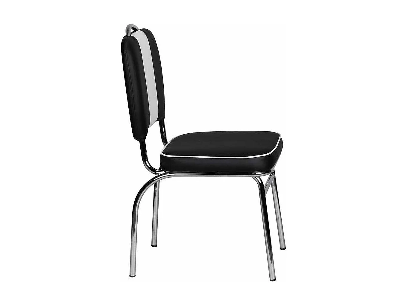 Retro Esszimmerstuhl in Schwarz Weiß Kunstleder