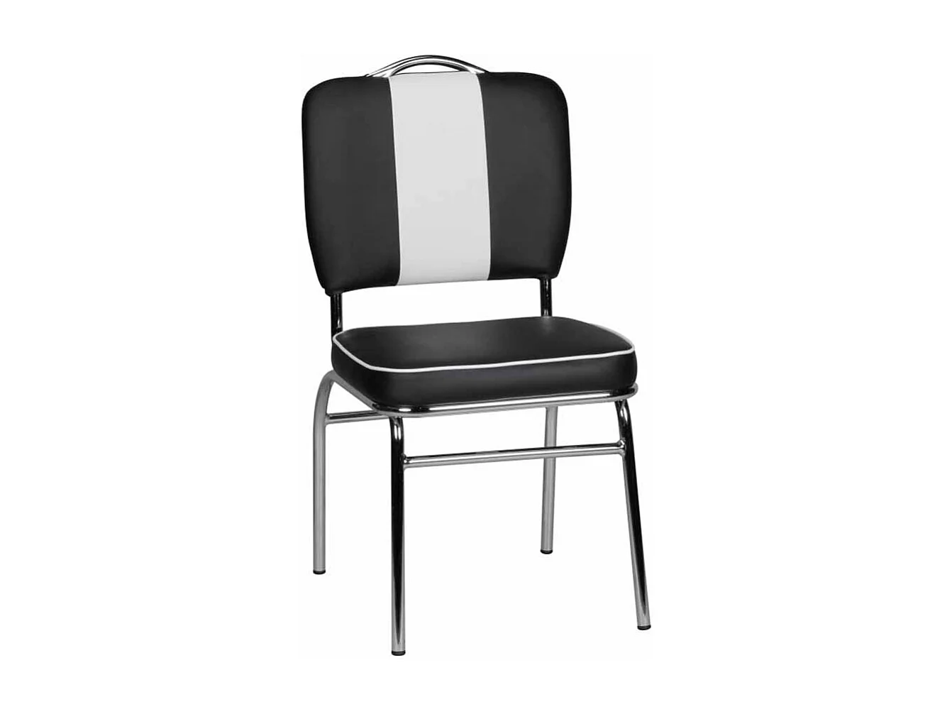 Retro Esszimmerstuhl in Schwarz Weiß Kunstleder