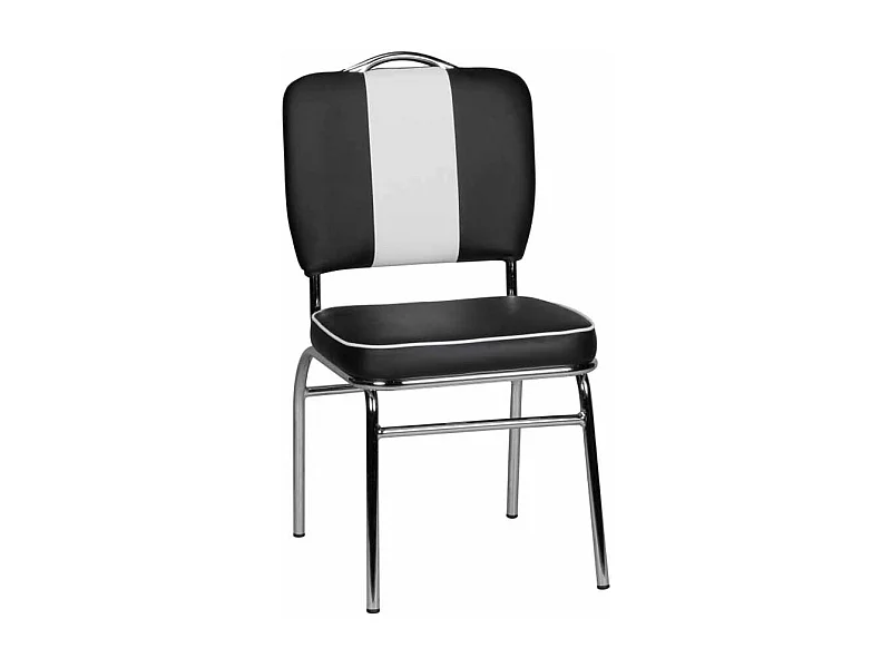 Retro Esszimmerstuhl in Schwarz Weiß Kunstleder