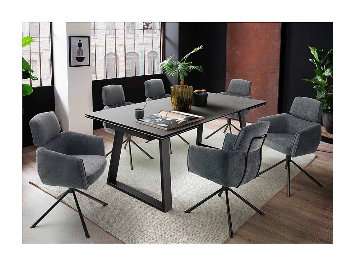 Esstisch Stühle mit Drehgestell in Anthrazit Schwarz (2er Set)