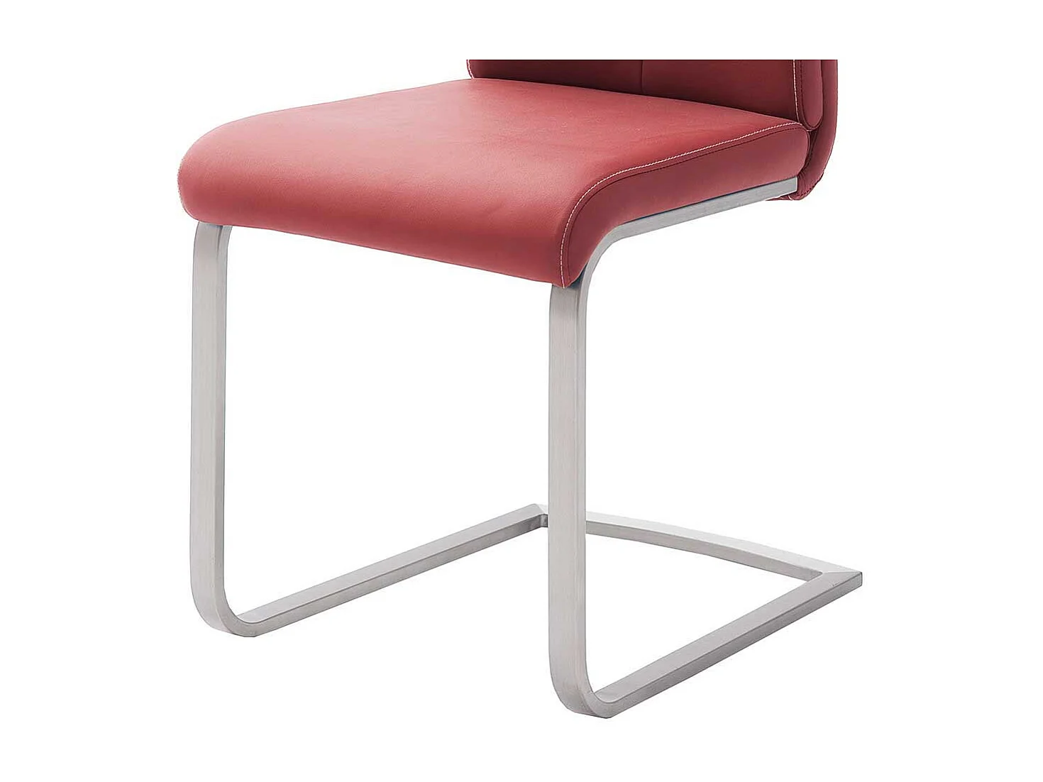 Schwingstuhl Set in Bordeaux Rot Kunstleder Edelstahl (4er Set)