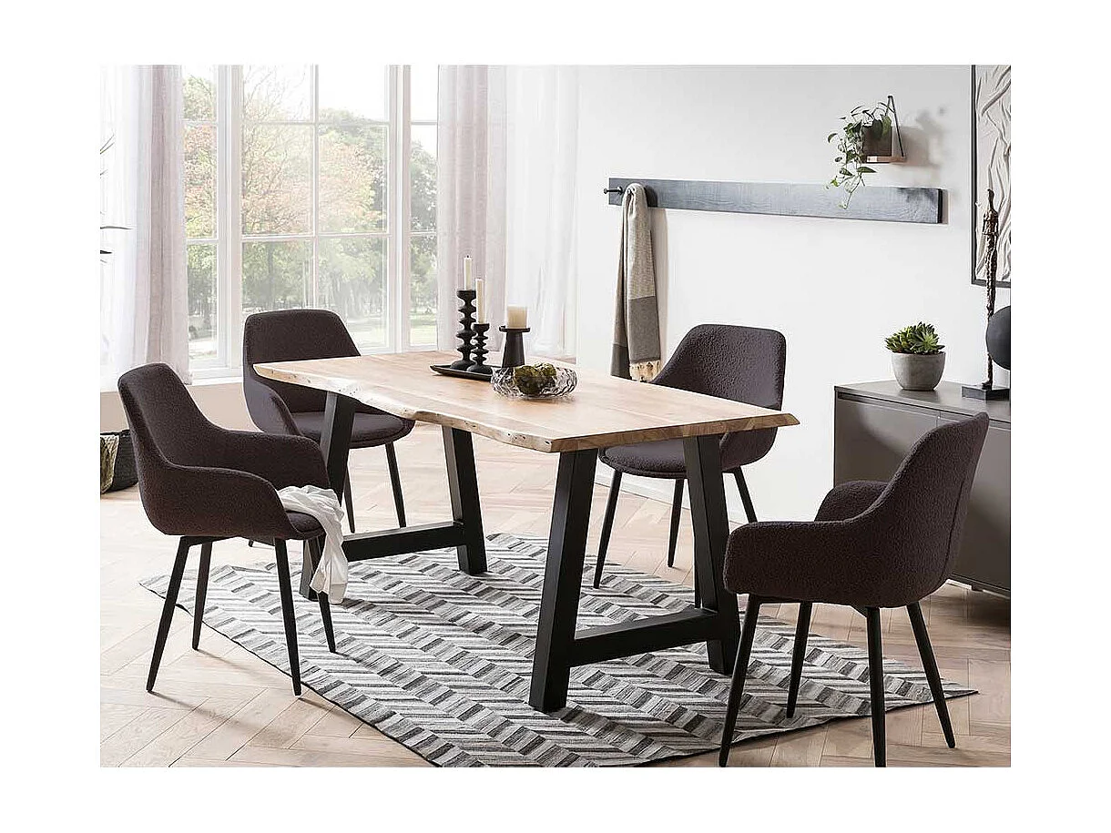 Esstisch Stühle Boucle modern in Anthrazit 64 cm breit (2er Set)