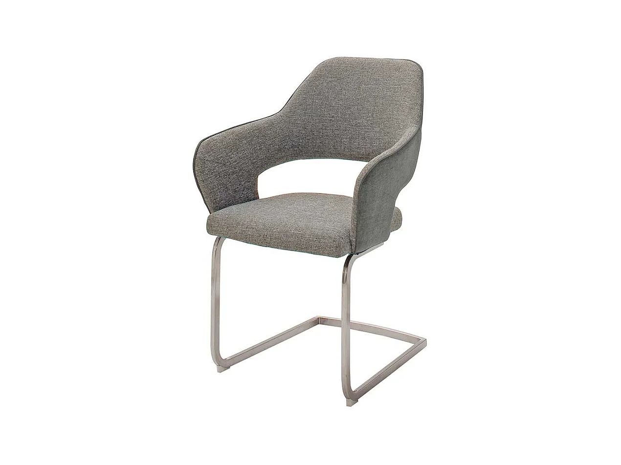 Armlehnen Schwingst�hle in Hellgrau Webstoff Metallgestell aus Edelstahl (2er Set)