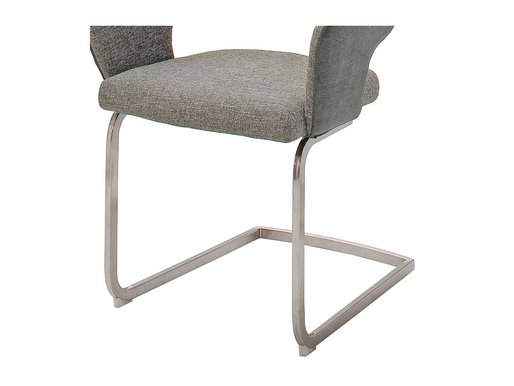 Armlehnen Schwingst�hle in Hellgrau Webstoff Metallgestell aus Edelstahl (2er Set)