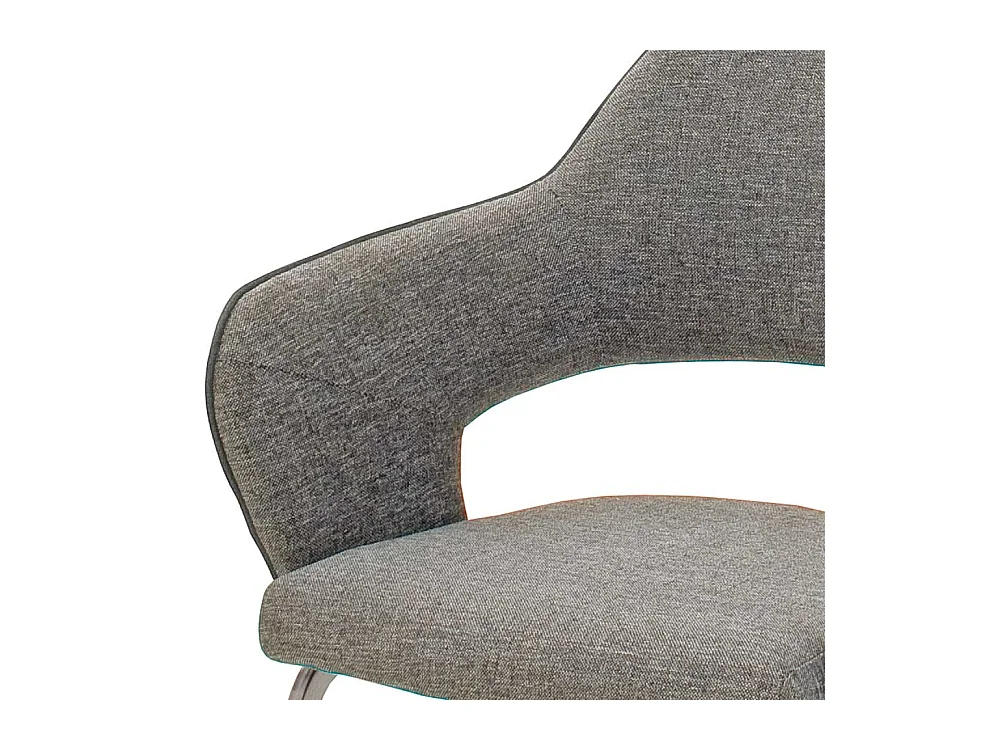 Armlehnen Schwingst�hle in Hellgrau Webstoff Metallgestell aus Edelstahl (2er Set)