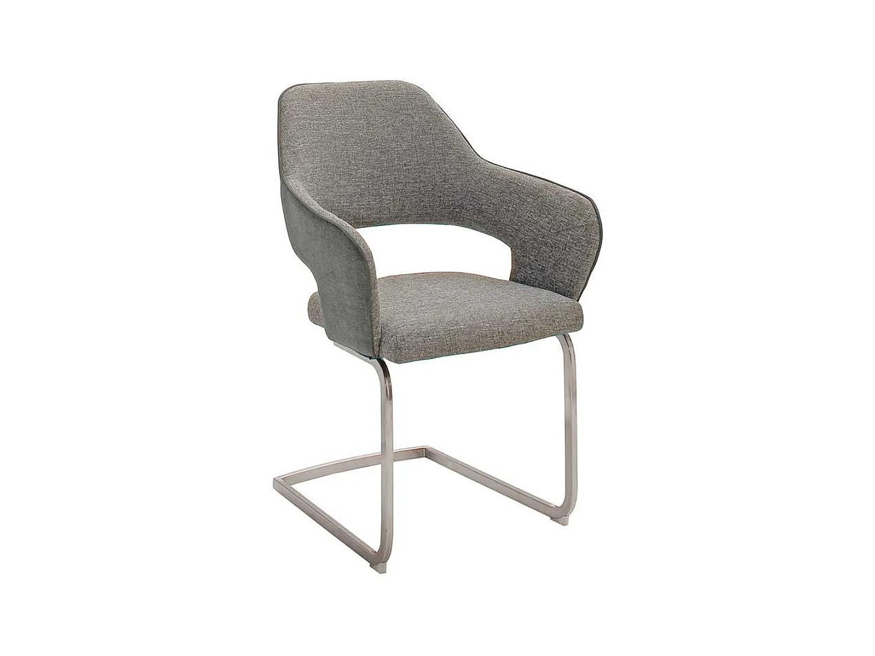 Armlehnen Schwingst�hle in Hellgrau Webstoff Metallgestell aus Edelstahl (2er Set)