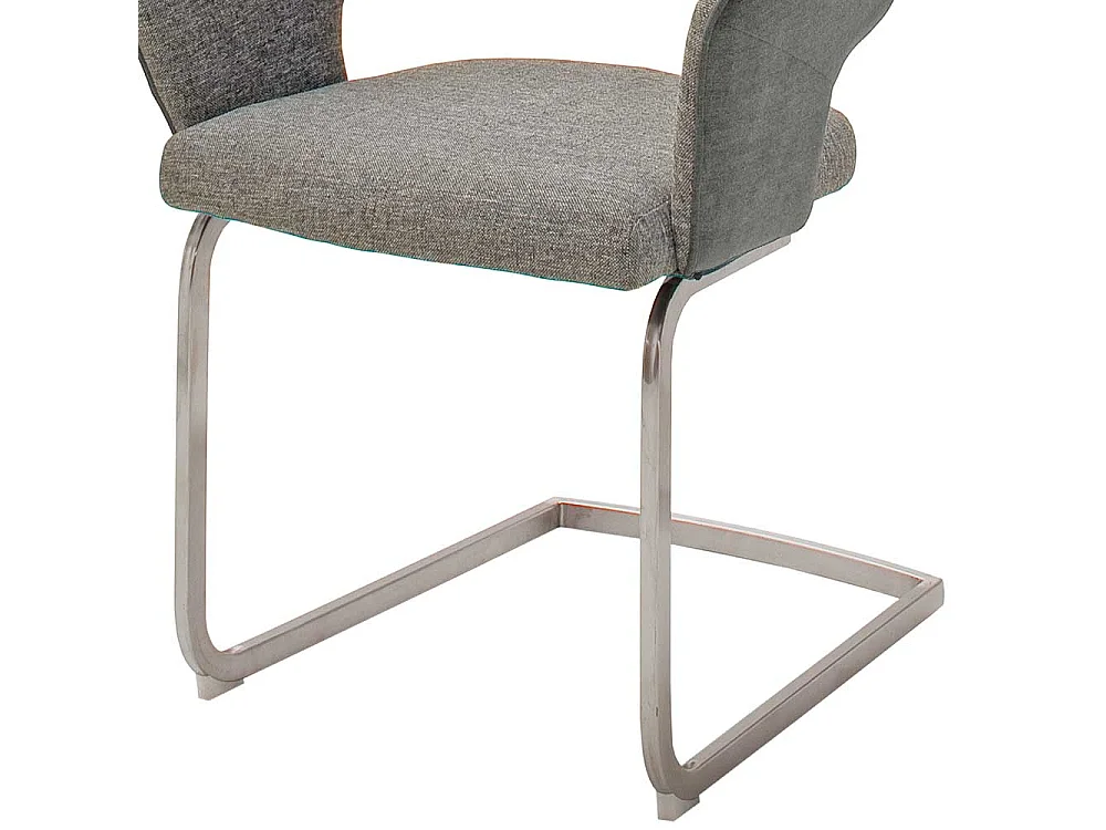 Armlehnen Schwingst�hle in Hellgrau Webstoff Metallgestell aus Edelstahl (2er Set)