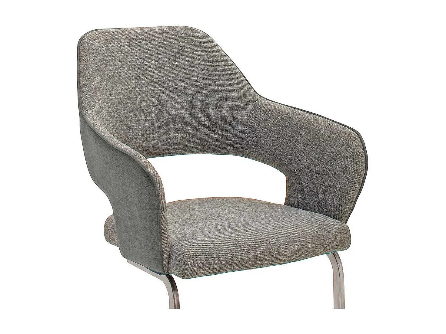 Armlehnen Schwingst�hle in Hellgrau Webstoff Metallgestell aus Edelstahl (2er Set)