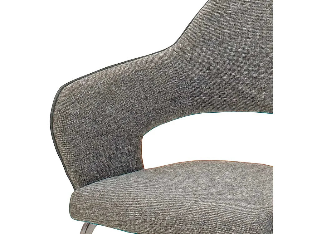 Armlehnen Schwingst�hle in Hellgrau Webstoff Metallgestell aus Edelstahl (2er Set)