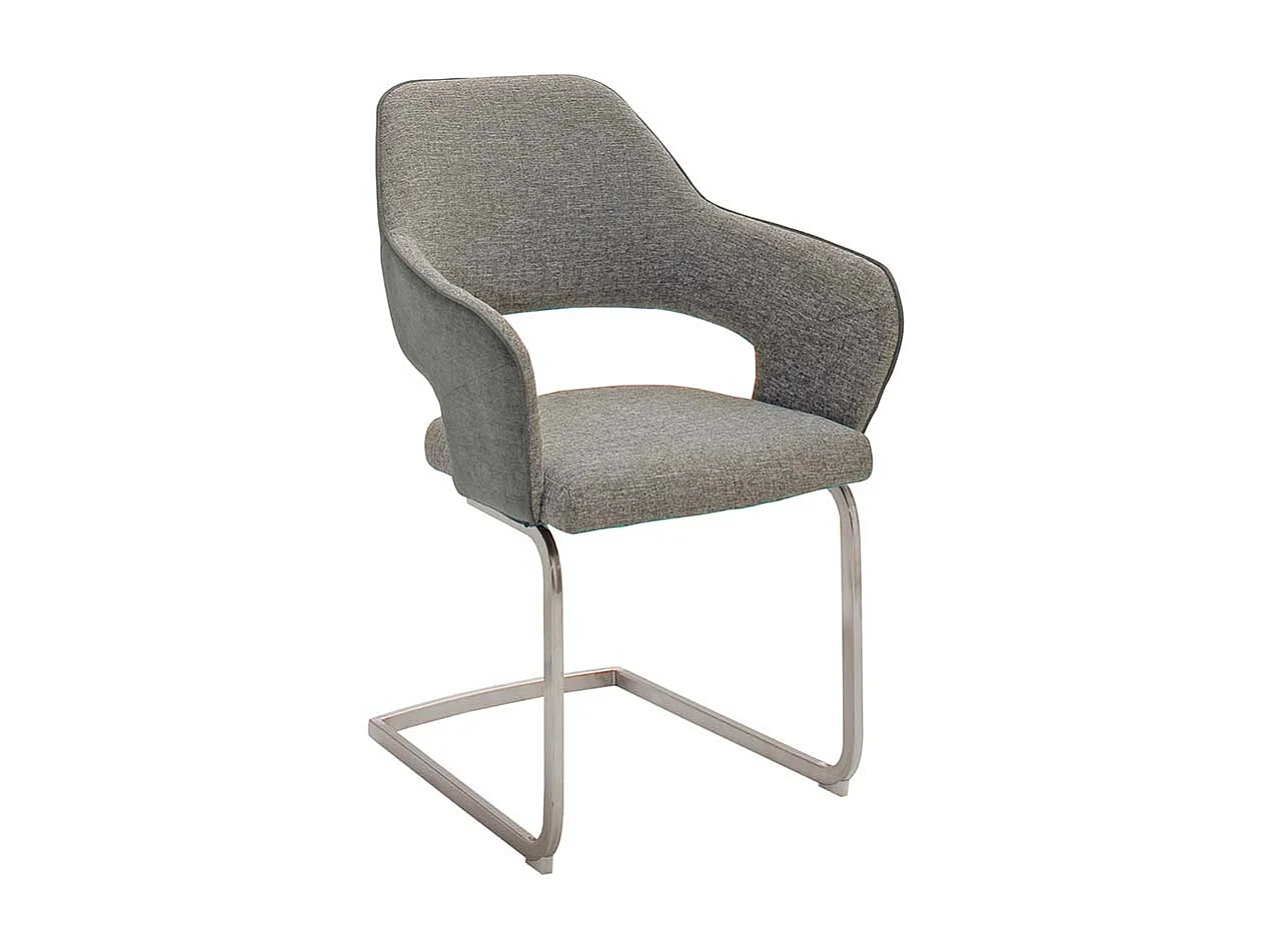 Armlehnen Schwingst�hle in Hellgrau Webstoff Metallgestell aus Edelstahl (2er Set)