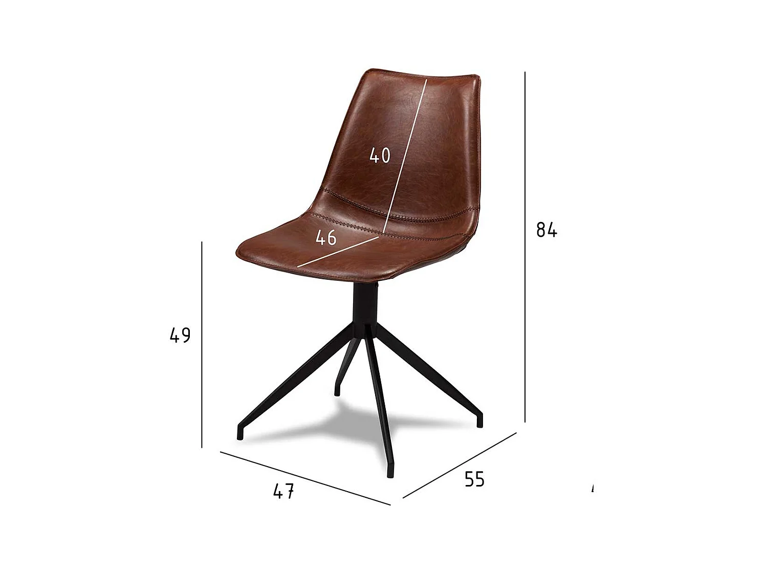 Drehbare Küchenstühle in Braun Kunstleder modern (2er Set)