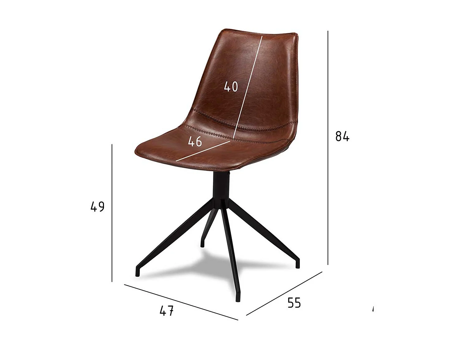 Drehbare Küchenstühle in Braun Kunstleder modern (2er Set)