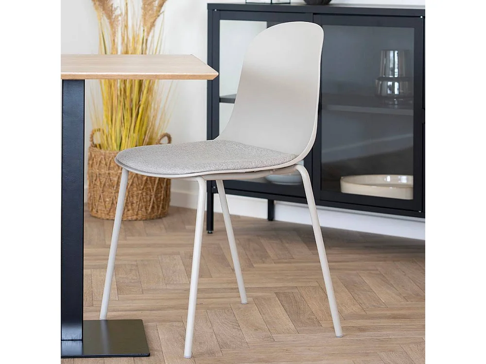 Küchenstuhl Esstischstuhl in Hellgrau mit Gestell aus Metall (2er Set)