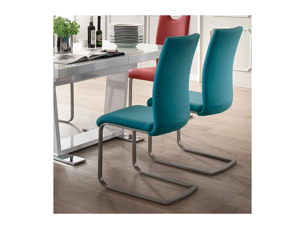 Freischwinger Set in Petrol Kunstleder modern (4er Set)