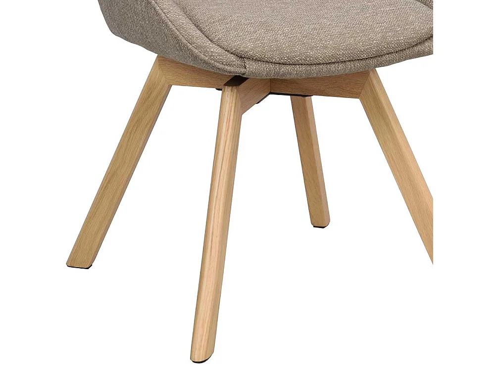 Esszimmerstuhl Stuhl Esszimmer in Beigegrau mit Gestell aus Massivholz (2er Set)