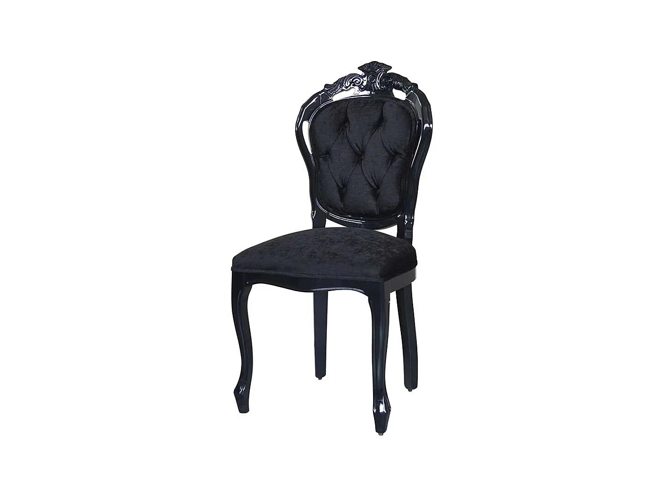 Polsterstuhl in Schwarz Samt Barock Design