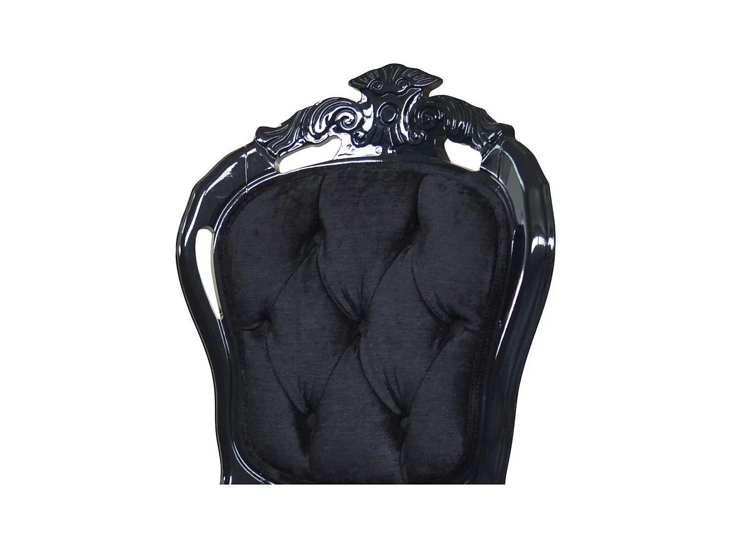 Polsterstuhl in Schwarz Samt Barock Design