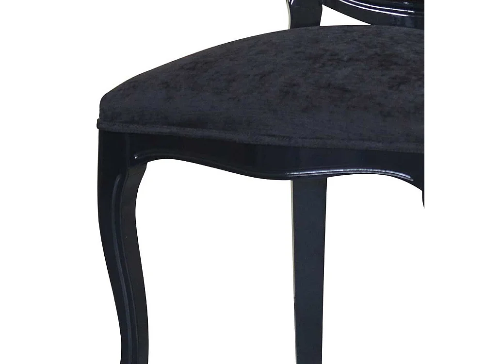 Polsterstuhl in Schwarz Samt Barock Design