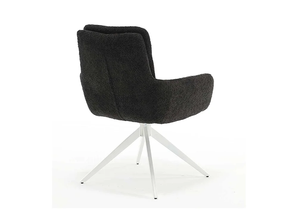 Esstisch Drehstühle in Anthrazit und Weiß Boucle Stoff und Metall (2er Set)