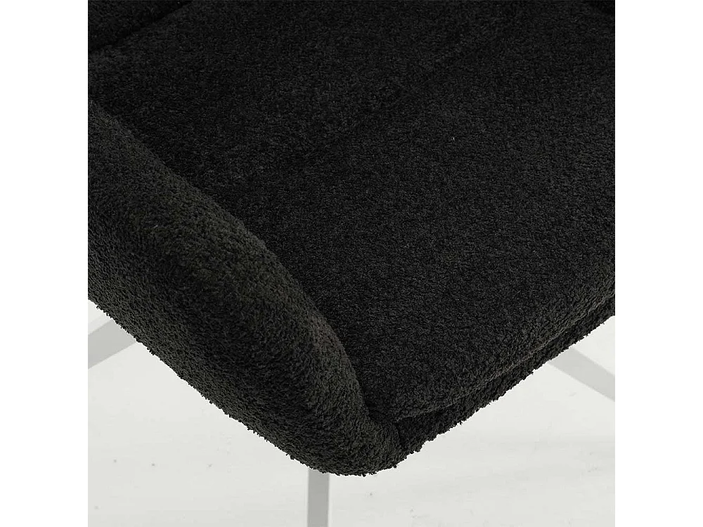 Esstisch Drehstühle in Anthrazit und Weiß Boucle Stoff und Metall (2er Set)