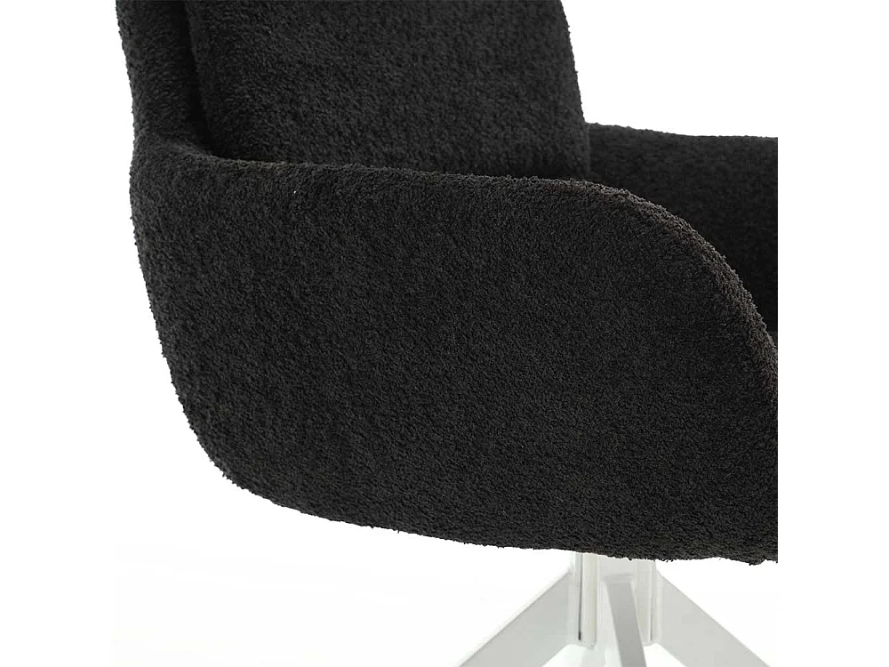 Esstisch Drehstühle in Anthrazit und Weiß Boucle Stoff und Metall (2er Set)