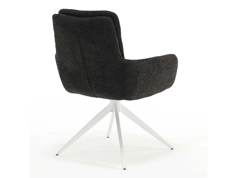 Esstisch Drehstühle in Anthrazit und Weiß Boucle Stoff und Metall (2er Set)