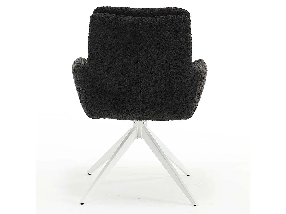 Esstisch Drehstühle in Anthrazit und Weiß Boucle Stoff und Metall (2er Set)