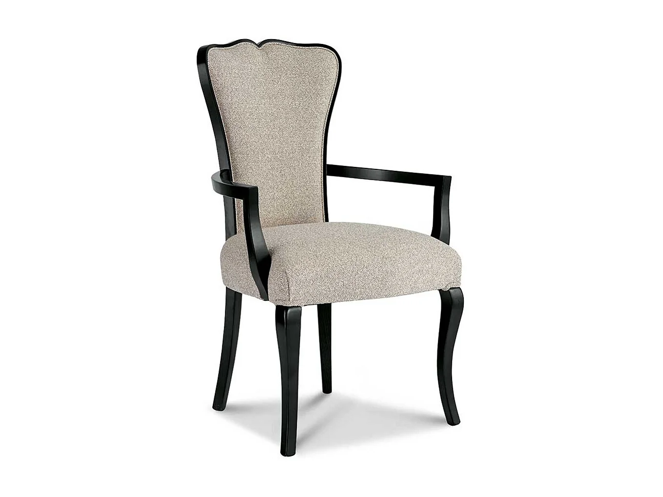 Hochlehner Armlehnstuhl in Hellgrau und Schwarz klassischen Stil