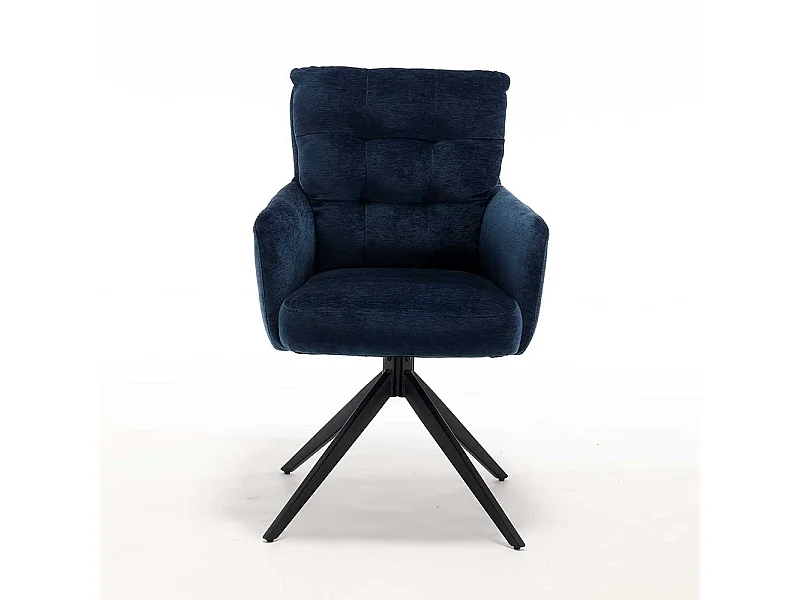 Stuhl Küche Armlehnstuhl aus Chenillegewebe mit Gestell aus Metall (2er Set)