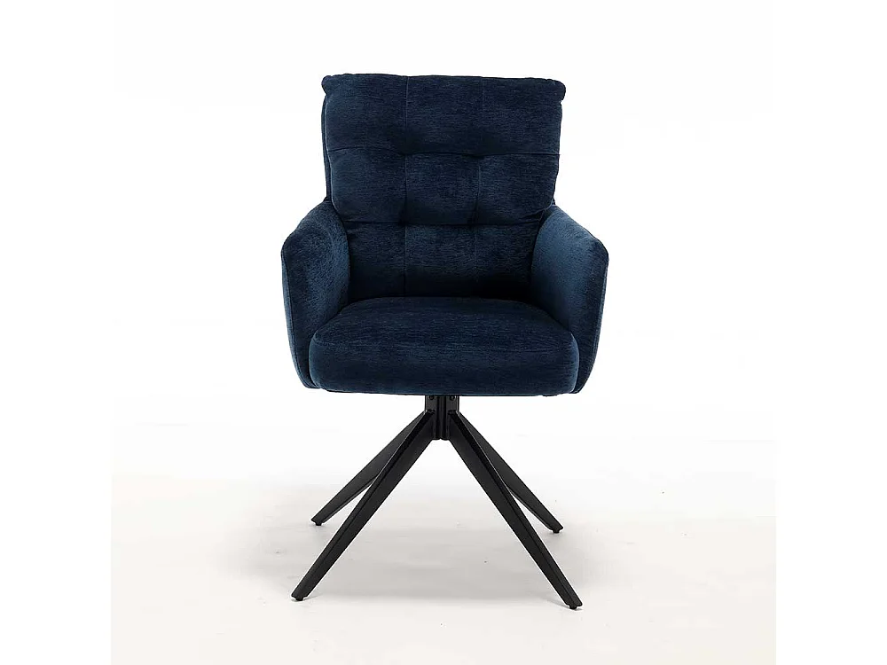 Stuhl Küche Armlehnstuhl aus Chenillegewebe mit Gestell aus Metall (2er Set)