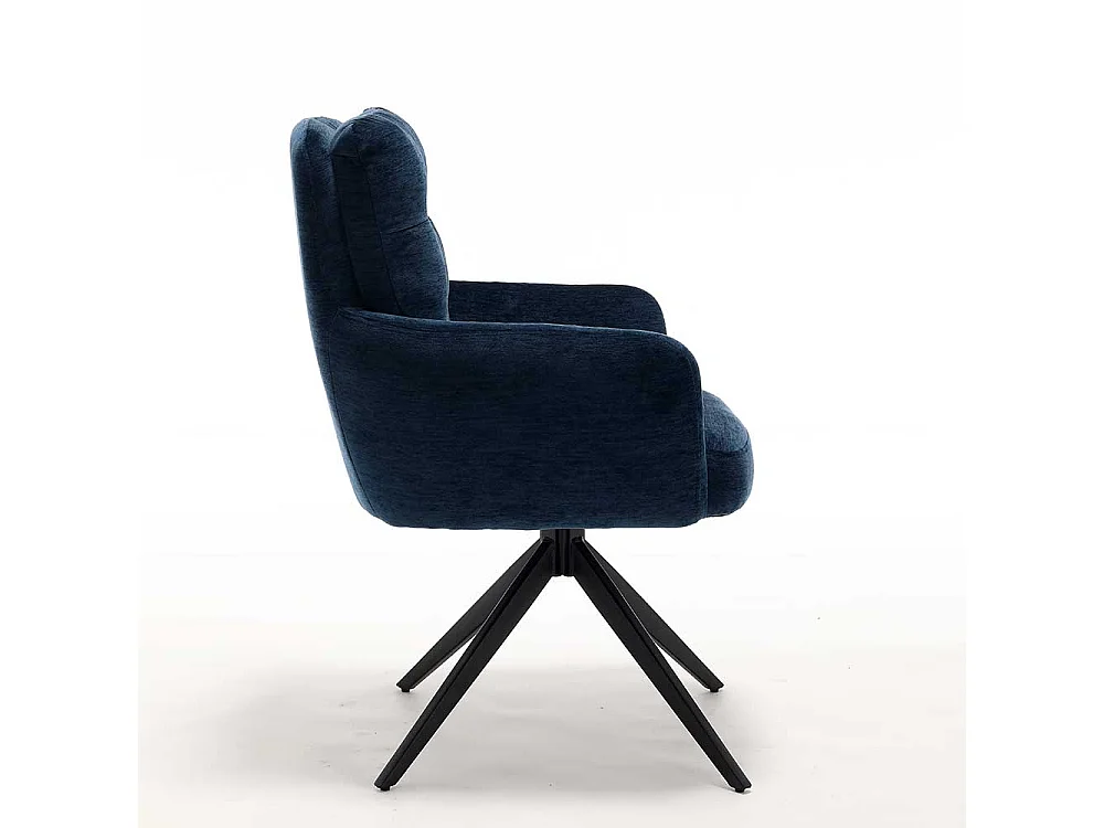 Stuhl Küche Armlehnstuhl aus Chenillegewebe mit Gestell aus Metall (2er Set)