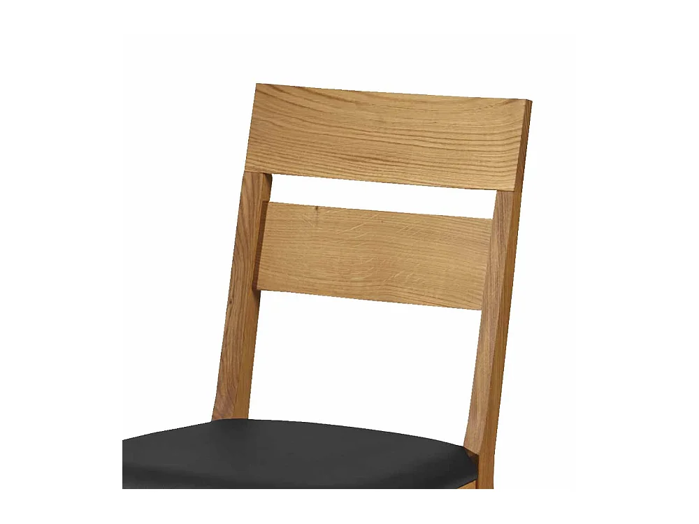 Esstischstuhl aus Wildeiche Massivholz Schwarz Kunstleder