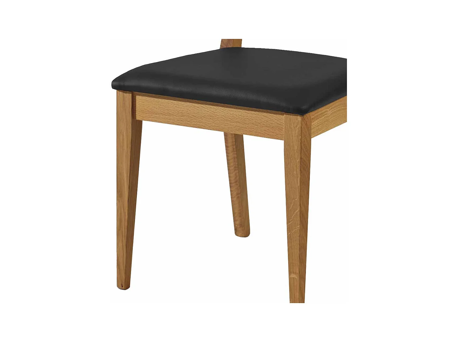 Esstischstuhl aus Wildeiche Massivholz Schwarz Kunstleder