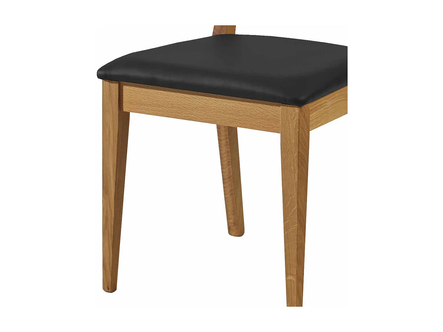 Esstischstuhl aus Wildeiche Massivholz Schwarz Kunstleder