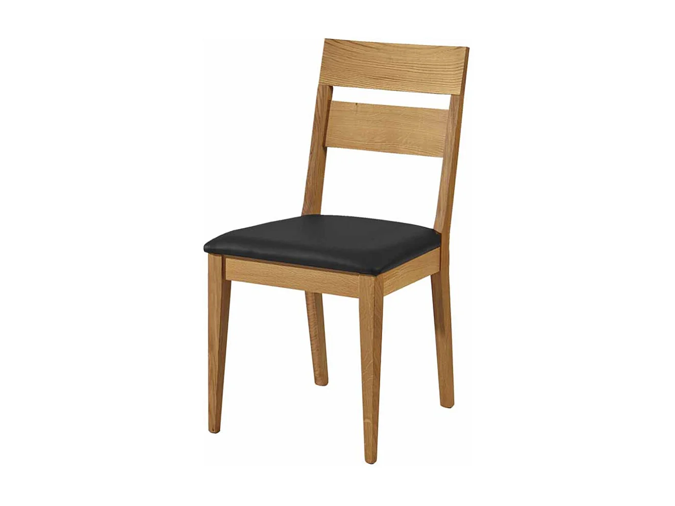 Esstischstuhl aus Wildeiche Massivholz Schwarz Kunstleder