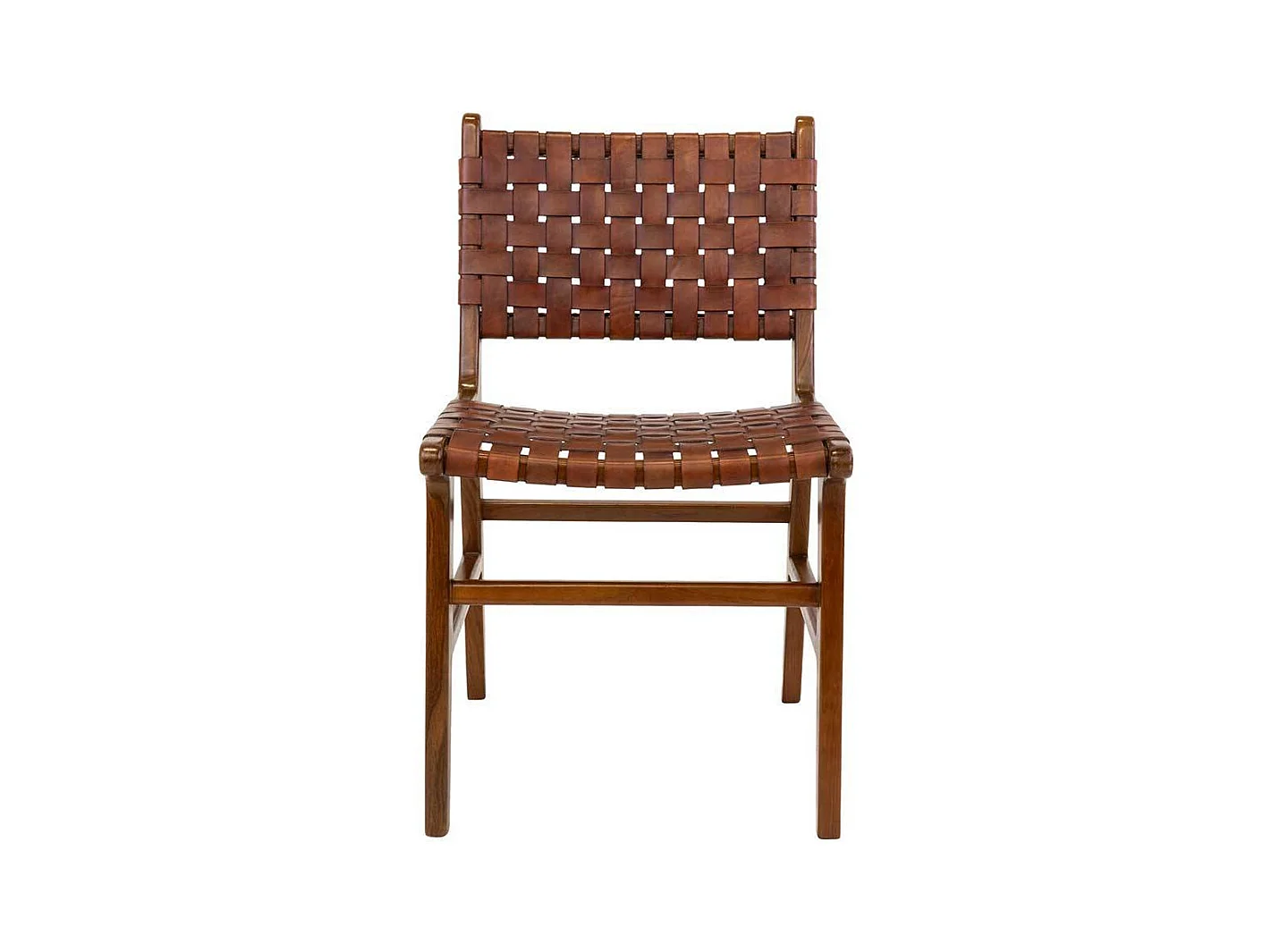 2 Stühle aus Teak Massivholz Bezug aus Leder (2er Set)