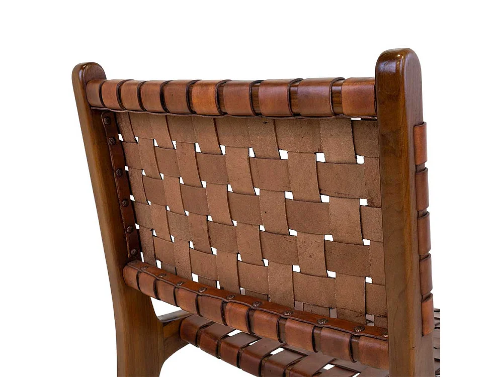 2 Stühle aus Teak Massivholz Bezug aus Leder (2er Set)