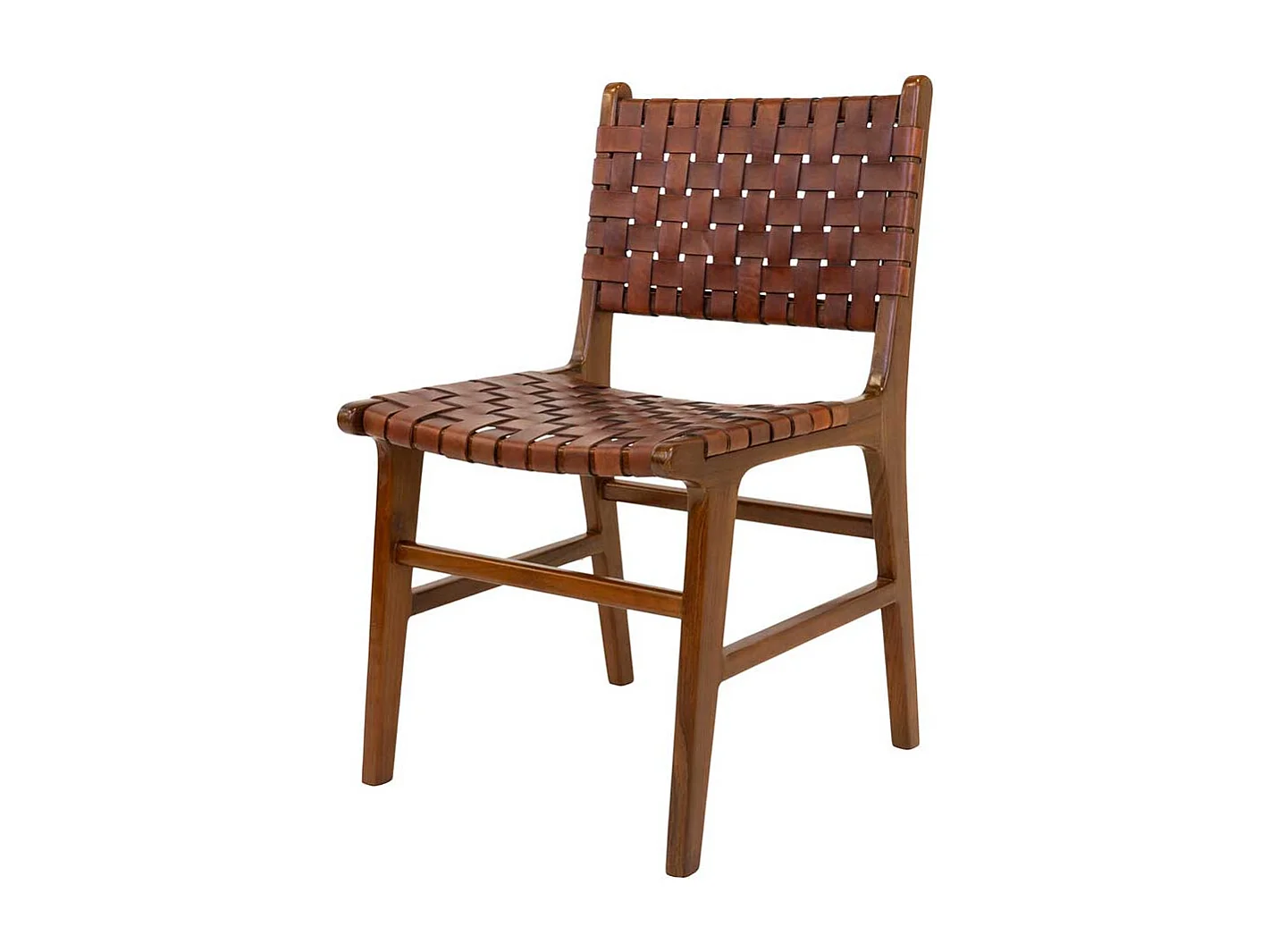 2 Stühle aus Teak Massivholz Bezug aus Leder (2er Set)