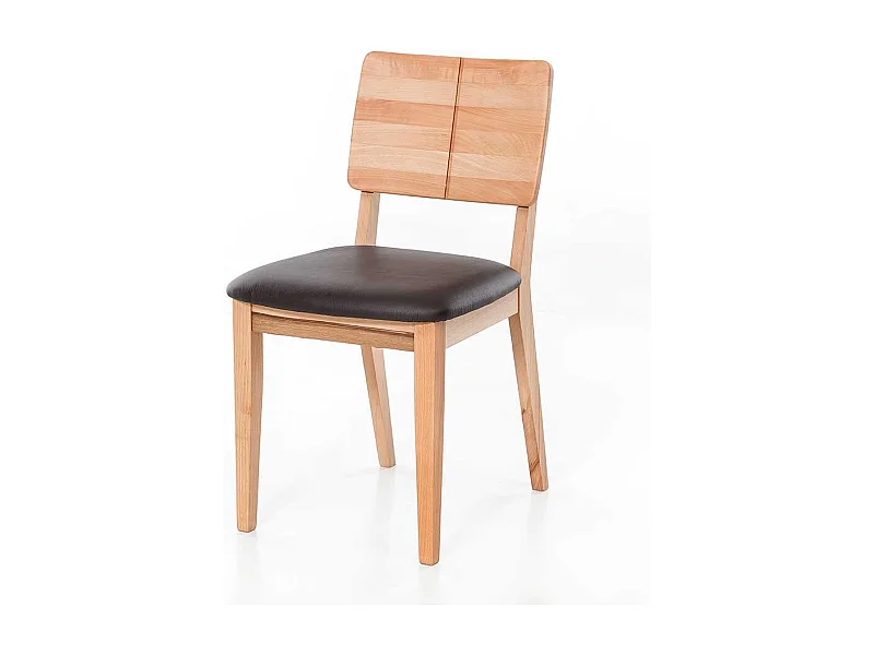 Holzstühle aus Kernbuche Massivholz Echtleder in Dunkelbraun (2er Set)