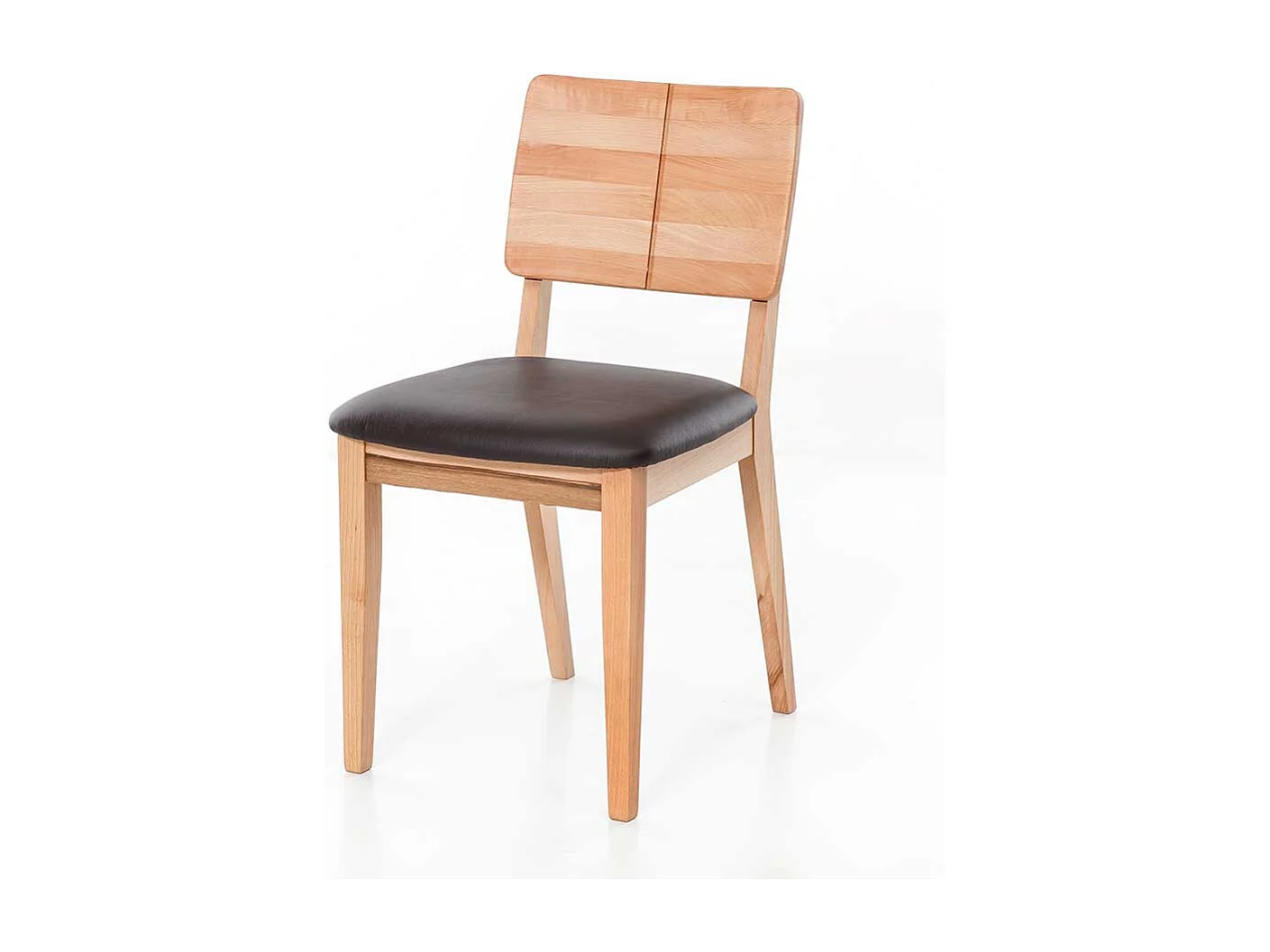 Holzstühle aus Kernbuche Massivholz Echtleder in Dunkelbraun (2er Set)