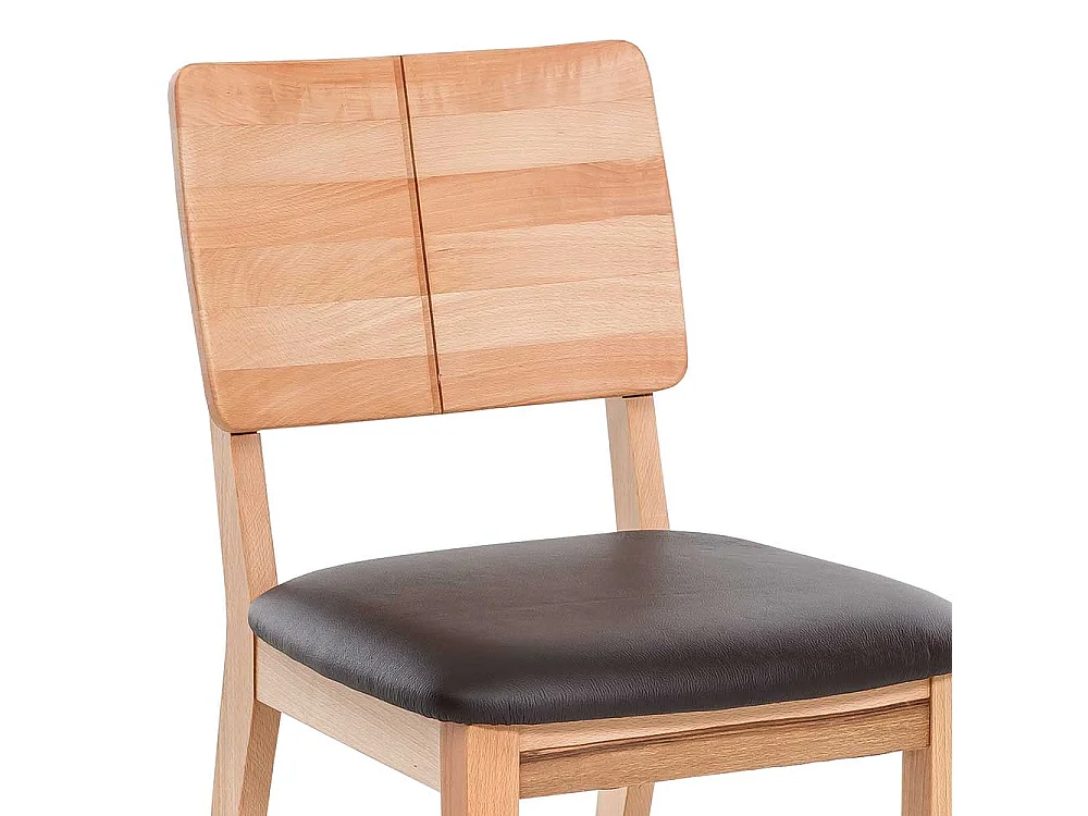 Holzstühle aus Kernbuche Massivholz Echtleder in Dunkelbraun (2er Set)