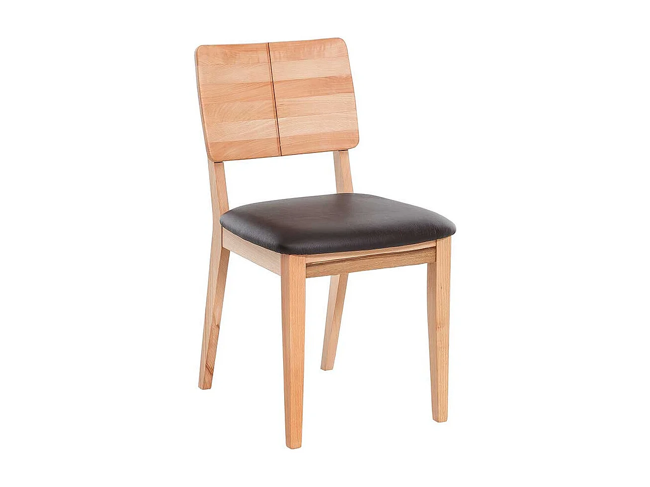 Holzstühle aus Kernbuche Massivholz Echtleder in Dunkelbraun (2er Set)